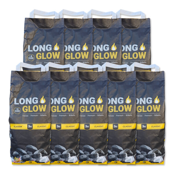 27 kg Long Glow Klassik Premium Grillbriketts | Made in Germany