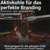 9 kg Long Glow Klassik Premium Grillbriketts | Made in Germany