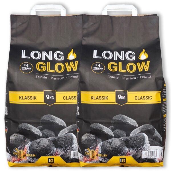 18 kg Long Glow Klassik Premium Grillbriketts | Made in Germany
