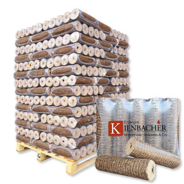 1000 kg Nestro Hartholzbriketts mit Zugloch aus Buche