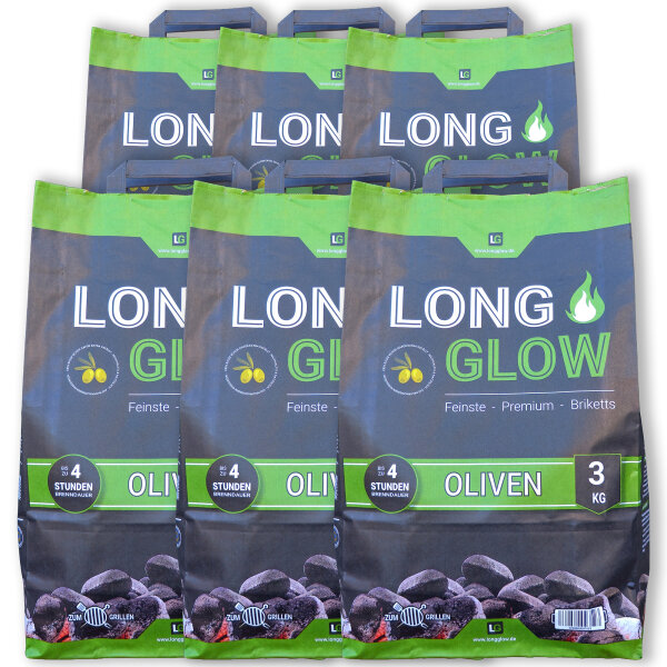 Long Glow Olive 18 kg Premium Grillbriketts | Made in Spain