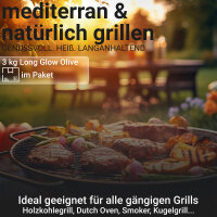 Long Glow Olive 3 kg Premium Grillbriketts | Made in Spain